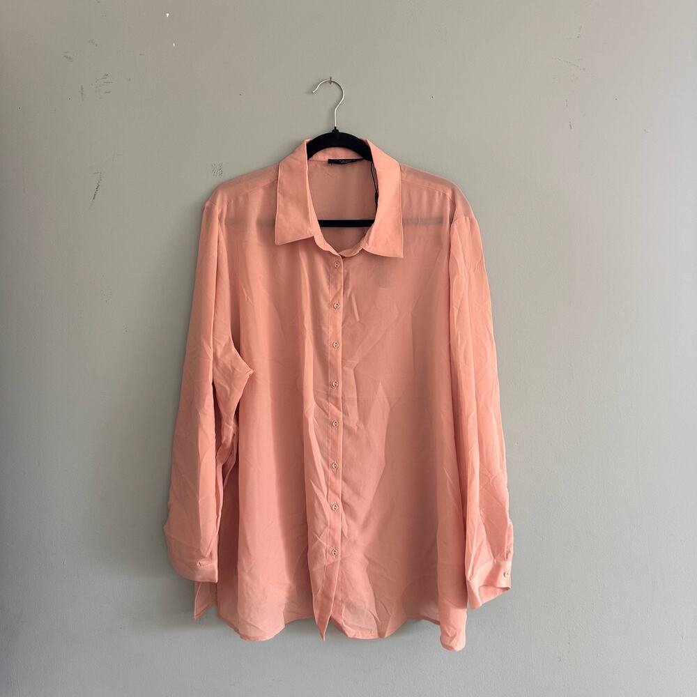 T Tahari Woman 3X Button Down Long Sleeve Blouse